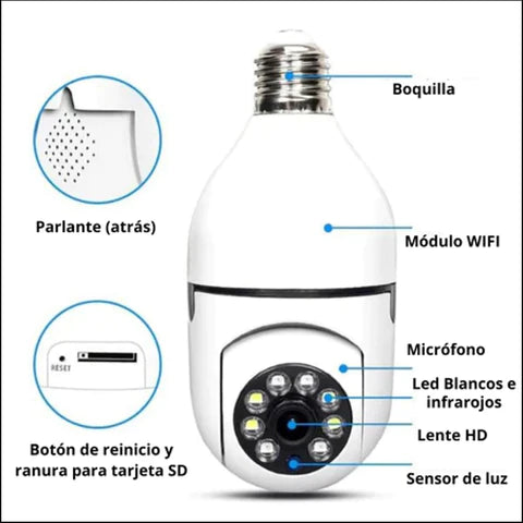 FOCO CAMARA PRO DE SEGURIDAD DE 360°