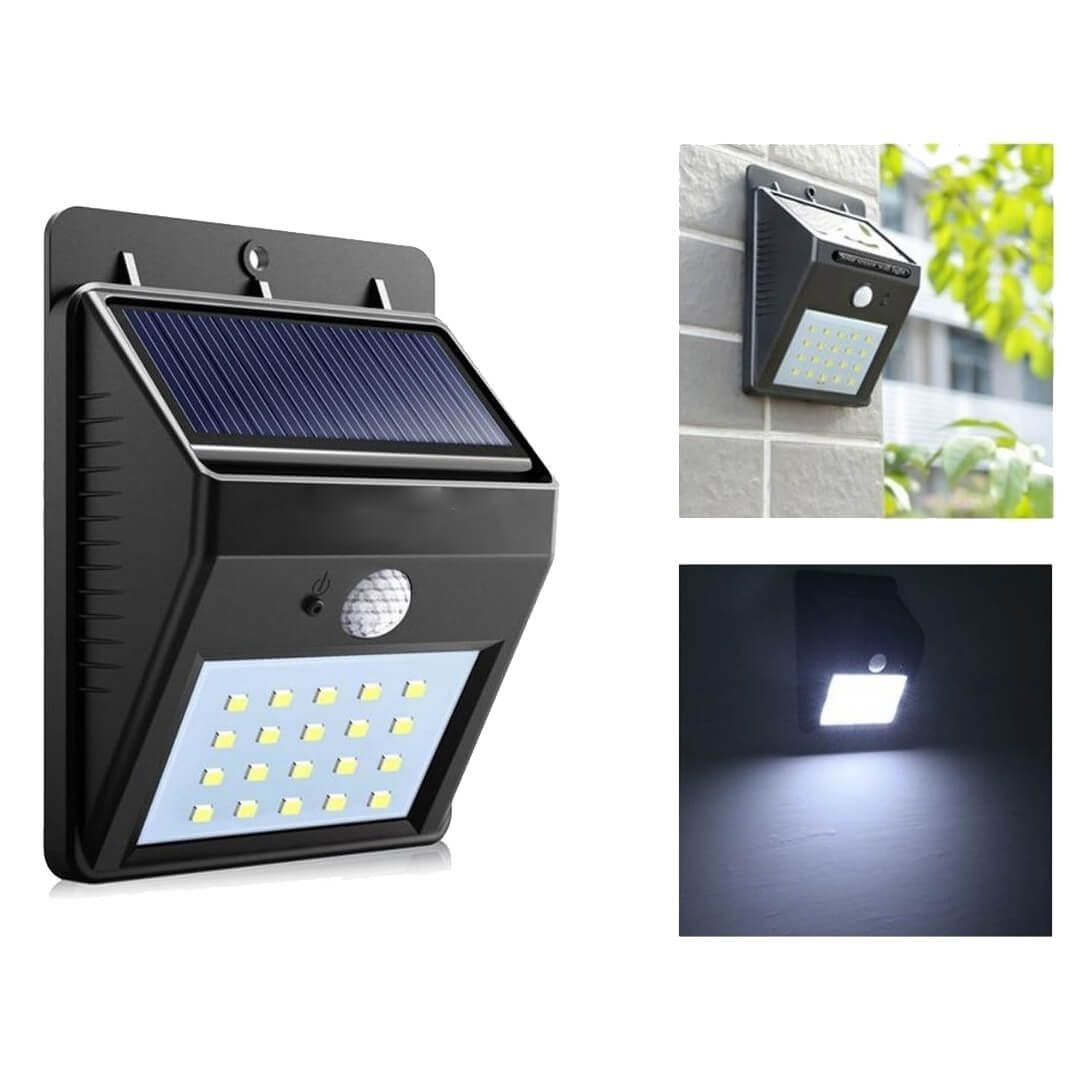 LAMPARA LED SOLAR RECARGABLE PARA EXTERIORES con Sensor de Movimiento